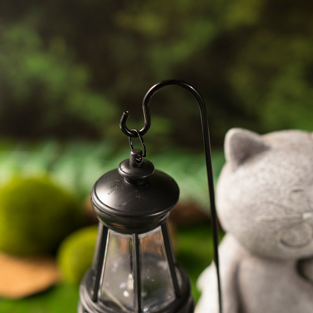 Lumora Outdoor Illuminated Resin Cat Garden Statue- Sunset Activated Warm Glow Decor