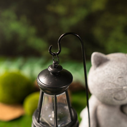 Lumora Outdoor Illuminated Resin Cat Garden Statue- Sunset Activated Warm Glow Decor