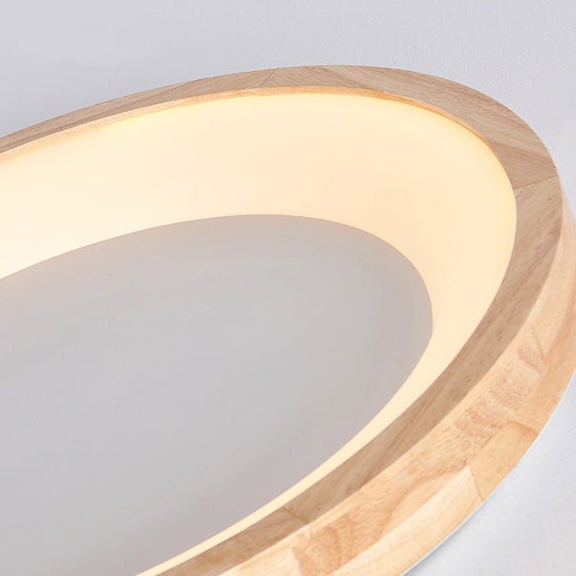 RoyaleGlow Modern Wood LED Flush Mount Ceiling Light-Minimalist Round Fixture