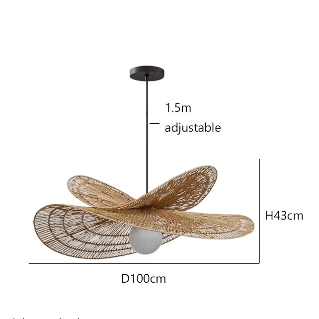 LuxRoyale Handwoven Rattan Pendant Light-Organic Petal Design Ceiling Lamp