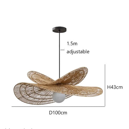 LuxRoyale Handwoven Rattan Pendant Light-Organic Petal Design Ceiling Lamp