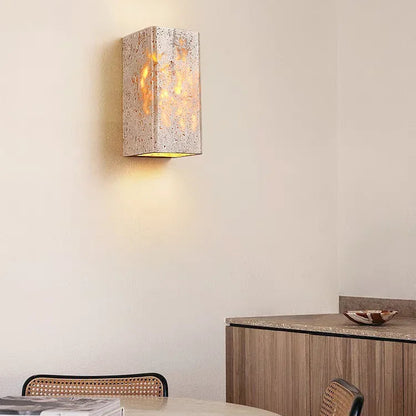 RoyaleGlow Natural Travertine Wall Sconce with Up-Down LED Illumination, IP65