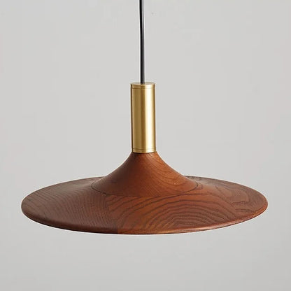 Lumora Elegant Wood & Brass Disc Pendant Light for Dining
