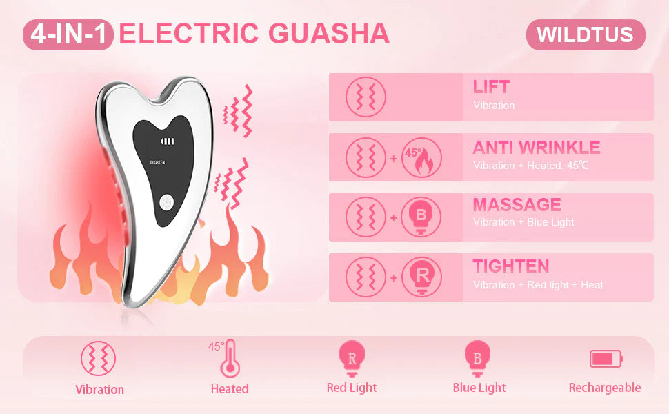 RoyaleGlow Gua Sha Massager Tool for Face Lifting and Rejuvenation