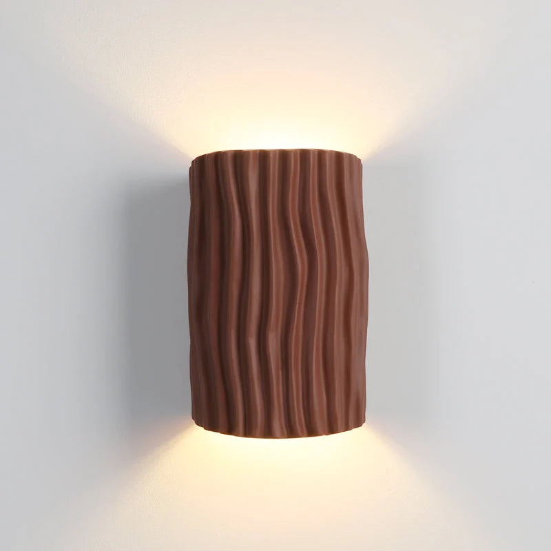 LuxRoyale Pleated Resin Wall Lamp Sconce With Soft Ambient Glow Textured Wave Pattern