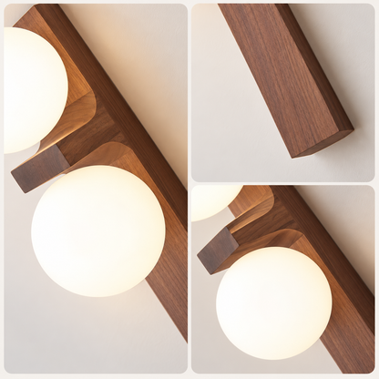 RoyaleGlow Modern Wood Wall Sconce - Dimmable Glass Globe Vanity Light Fixture