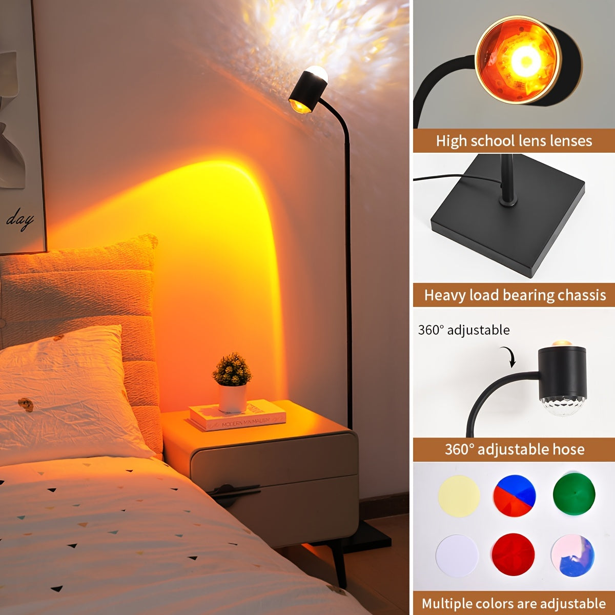 Transform Your Space with the 360° Adjustable Double-Headed Water Ripple Floor Lamp - Default Title