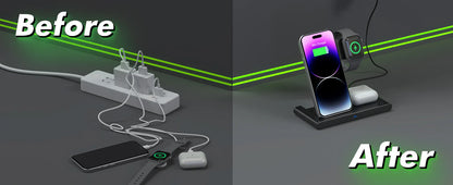 Royaleva 3 IN 1 Wireless Fast Charger Stand For iPhone Watch And AirPod