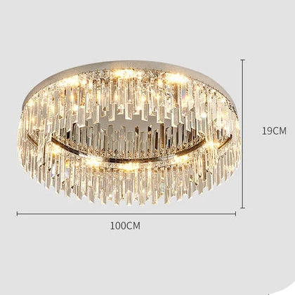 RoyaleGlow Modern Crystal Flush Mount Ceiling Light for Luxury Hotel, Living Room, Bedroom