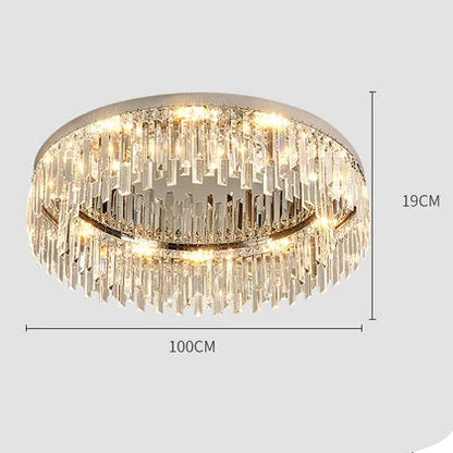RoyaleGlow Modern Crystal Flush Mount Ceiling Light for Luxury Hotel, Living Room, Bedroom