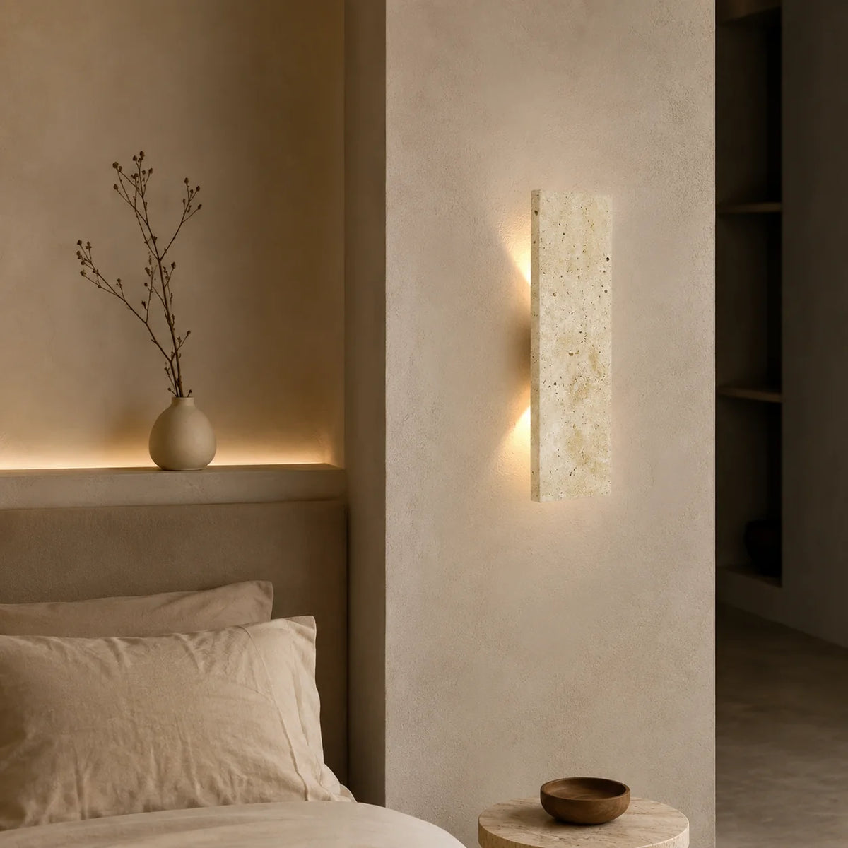 Rayvia Modern LED Indoor Concrete Wall Sconce with Strip Light & Dimmable Design