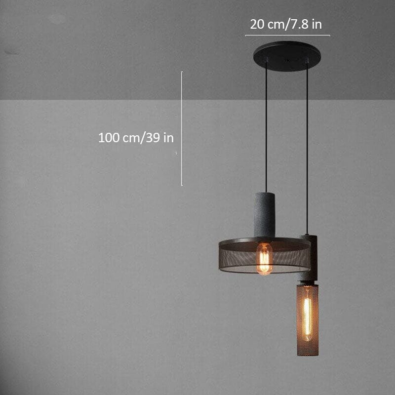 LuxRoyale Industrial Style Pendant Light for Cyber Loft, Vintage Charm, Mesh Cage Shade, Dimmable Edison Bulb