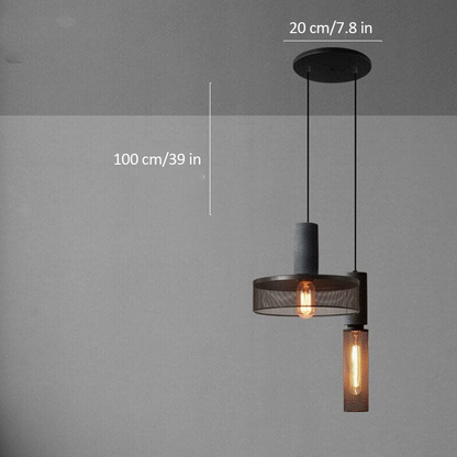LuxRoyale Industrial Style Pendant Light for Cyber Loft, Vintage Charm, Mesh Cage Shade, Dimmable Edison Bulb