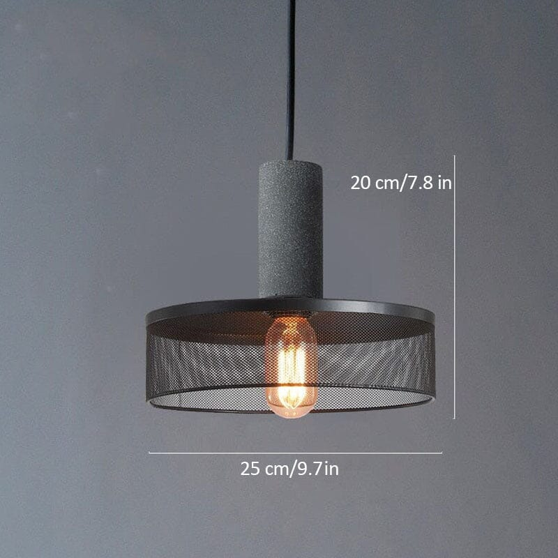 LuxRoyale Industrial Style Pendant Light for Cyber Loft, Vintage Charm, Mesh Cage Shade, Dimmable Edison Bulb