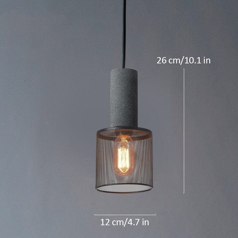 LuxRoyale Industrial Style Pendant Light for Cyber Loft, Vintage Charm, Mesh Cage Shade, Dimmable Edison Bulb