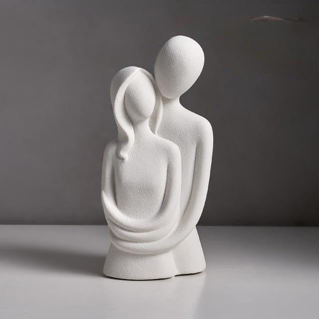 RoyaleGlow Abstract Embrace Ceramic Sculpture - Modern Minimalist Couple Figurine Decor-Royale Basic