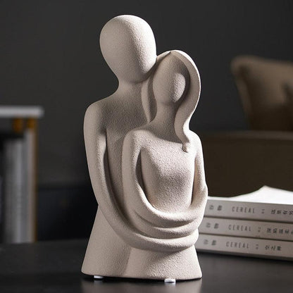 RoyaleGlow Abstract Embrace Ceramic Sculpture - Modern Minimalist Couple Figurine Decor-Royale Basic