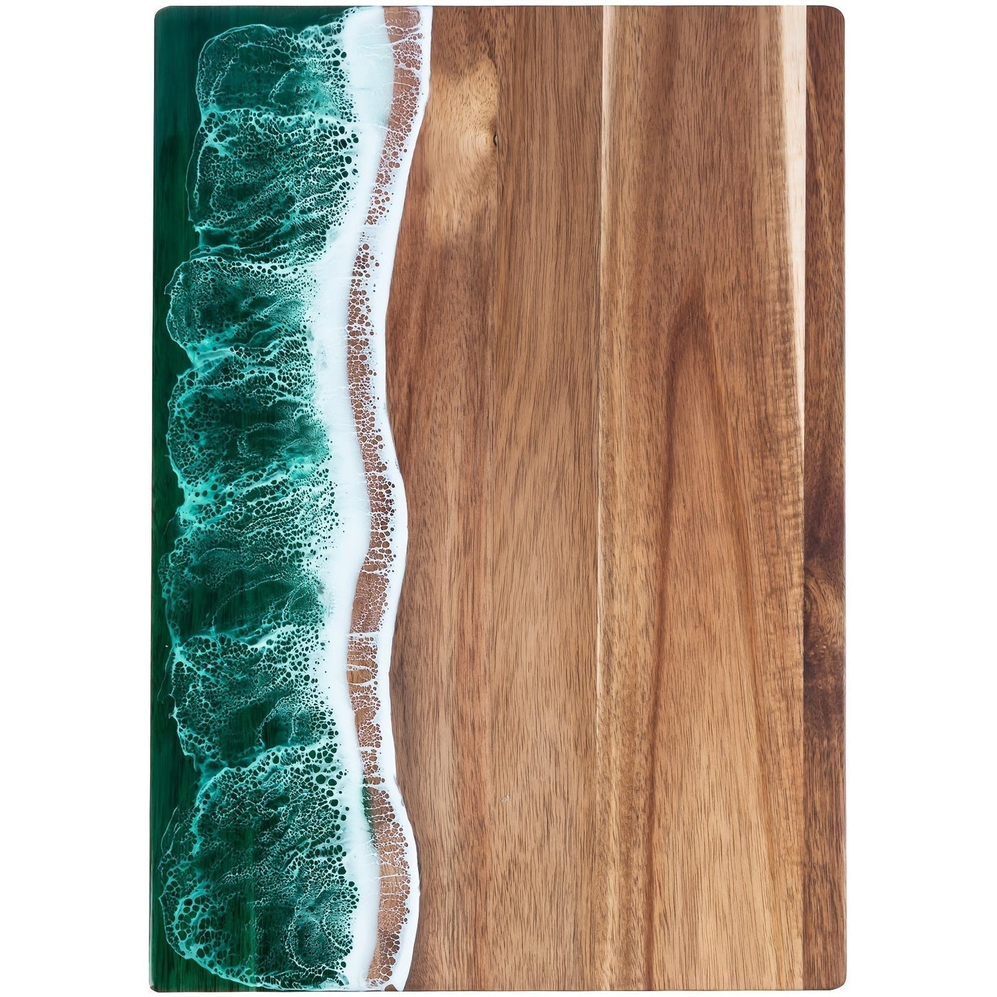 Acacia Wood Cutting Board with Ocean Resin Inlay – Handmade Wooden Kitchen & Serving Board 0