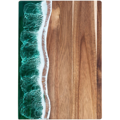 Acacia Wood Cutting Board with Ocean Resin Inlay – Handmade Wooden Kitchen & Serving Board 0