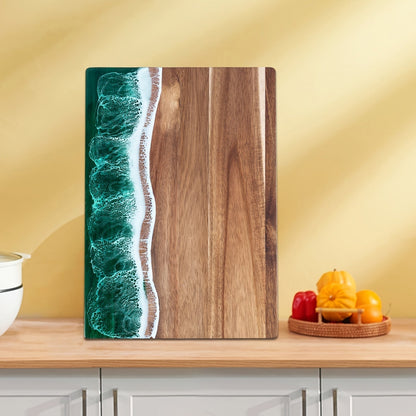 Acacia Wood Cutting Board with Ocean Resin Inlay – Handmade Wooden Kitchen & Serving Board 2