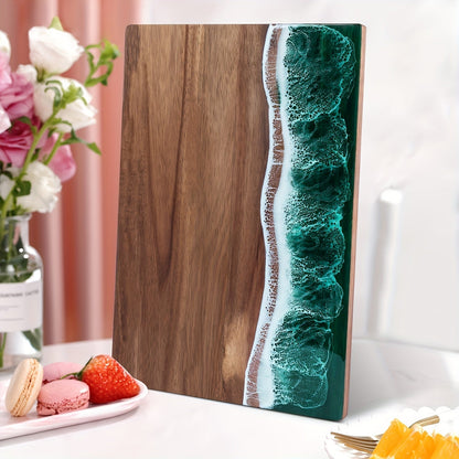 Acacia Wood Cutting Board with Ocean Resin Inlay – Handmade Wooden Kitchen & Serving Board 4