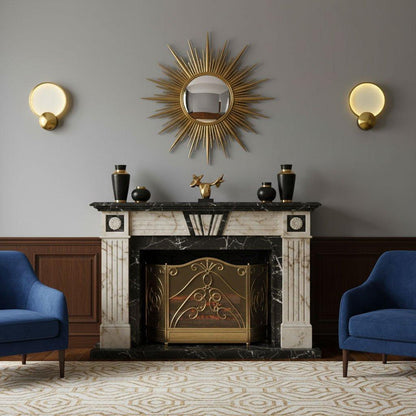 RoyaleGlow Modern Brushed Gold Wall Sconce - Frosted Disc Ambient Lighting