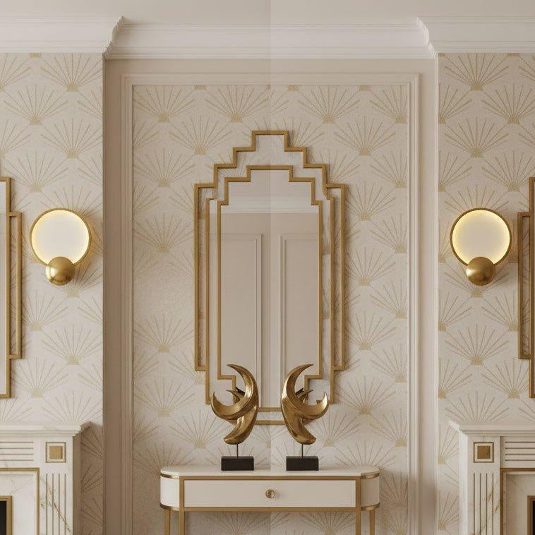 RoyaleGlow Modern Brushed Gold Wall Sconce - Frosted Disc Ambient Lighting