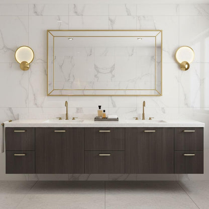 RoyaleGlow Modern Brushed Gold Wall Sconce - Frosted Disc Ambient Lighting