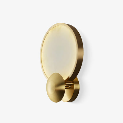 RoyaleGlow Modern Brushed Gold Wall Sconce - Frosted Disc Ambient Lighting
