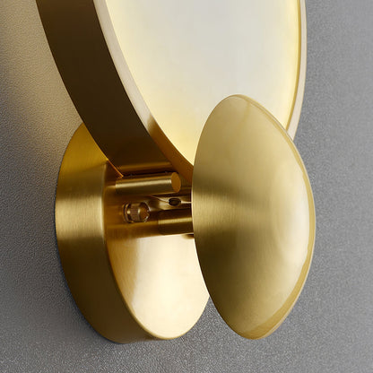 RoyaleGlow Modern Brushed Gold Wall Sconce - Frosted Disc Ambient Lighting