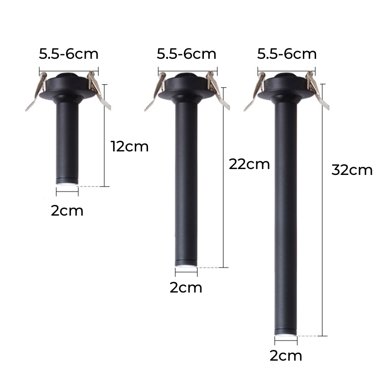 RoyaleGlow Adjustable Recessed LED Spotlight, Long Aluminium Cylinder Ceiling Light