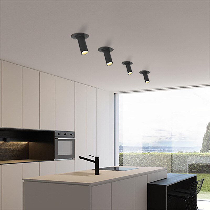 RoyaleGlow Adjustable Recessed LED Spotlight, Long Aluminium Cylinder Ceiling Light