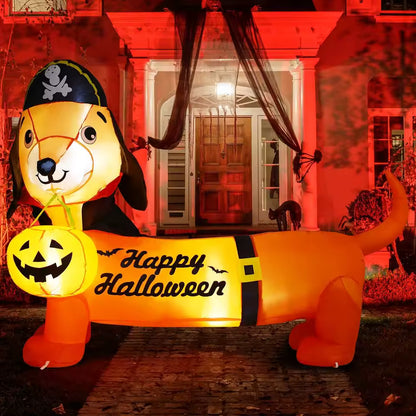 RoyaleGlow 5FT Halloween Inflatable Dachshund Dog with LED Pumpkin Outdoor Garden Decor