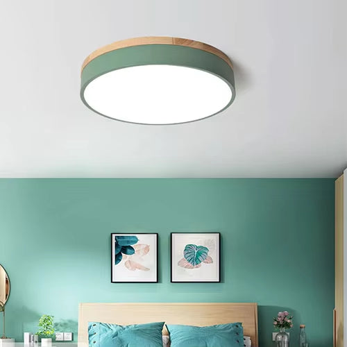 Luxora Flush Mount Ceiling Light with Wooden Accents for Scandinavian Decor