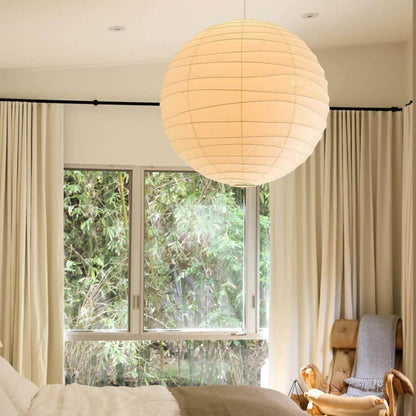 LuxRoyale Japanese Rice Paper Globe Pendant Light, Wabi Sabi Hanging Lamp