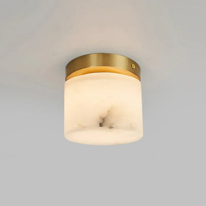 RoyaleGlow Alabaster Brass Flush Mount Ceiling Light - Modern Globe Fixture