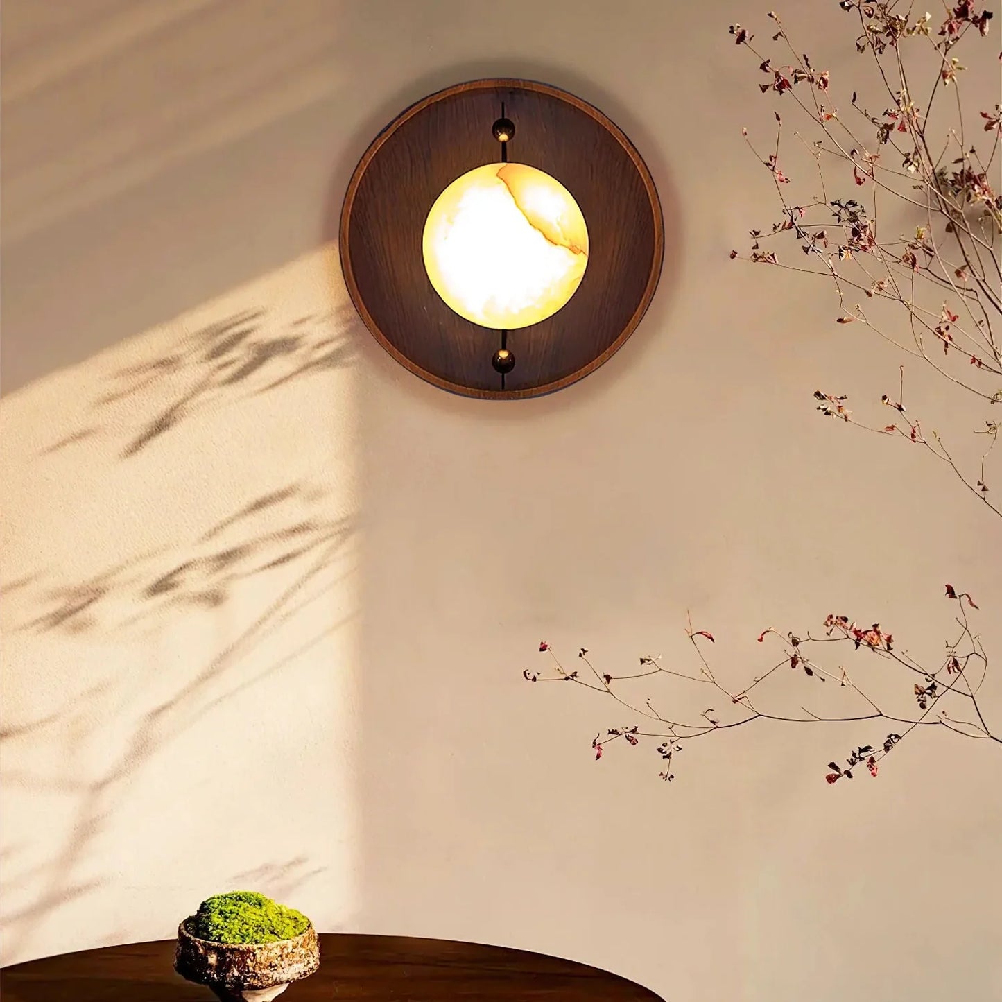 RoyaleGlow Alabaster Wood Wall Sconce - Modern Vintage Lighting with Marble