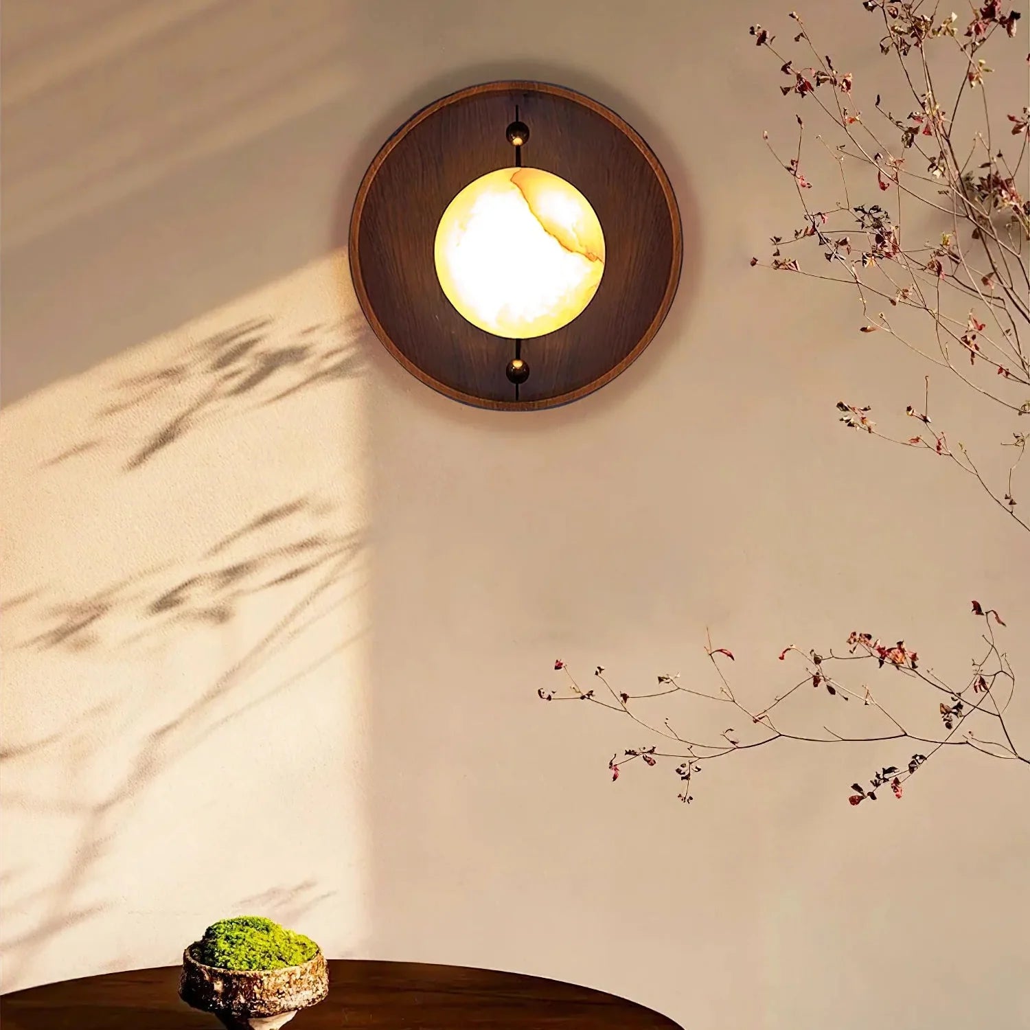 RoyaleGlow Alabaster Wood Wall Sconce - Modern Vintage Lighting with Marble