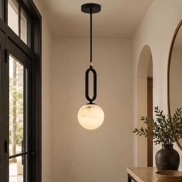 Alabaster Ball Pendant Lamp