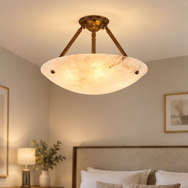 Alabaster Bowl Ceiling Lamp