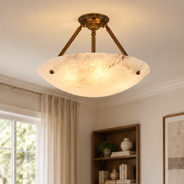 Alabaster Bowl Ceiling Lamp