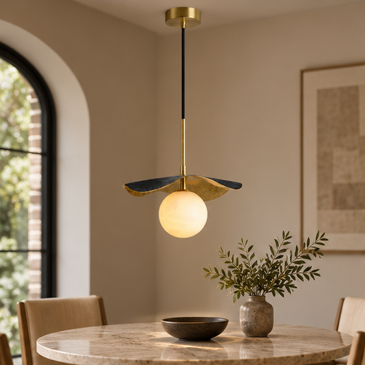 Alabaster Montera Brass Pendant Light