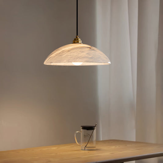 Royelux Alabaster Dome Pendant Light - Natural Stone Ceiling Fixture for Kitchen Island