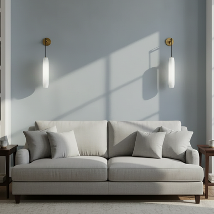 RoyaleGlow Modern Alabaster Wall Sconce - Elegant Brass & Stone Fluted Light