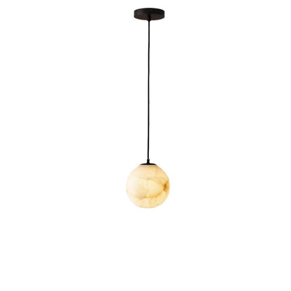 Alabaster Globe Pendant Light in Black or Brass 0