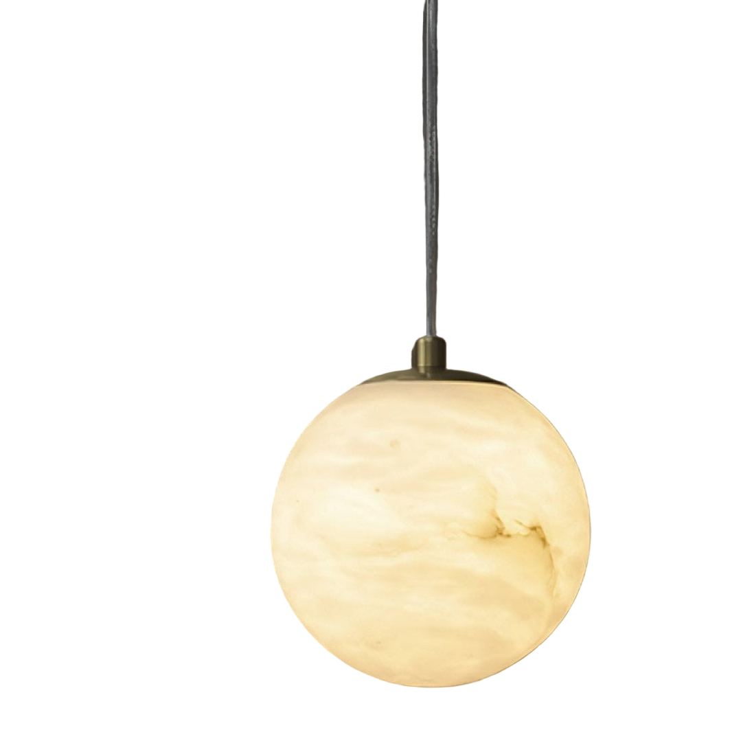 Alabaster Globe Pendant Light in Black or Brass 2