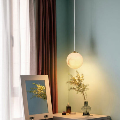 Alabaster Globe Pendant Light in Black or Brass 6