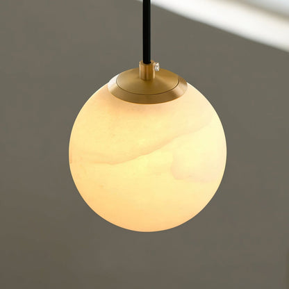 Alabaster Globe Pendant Light in Black or Brass 9