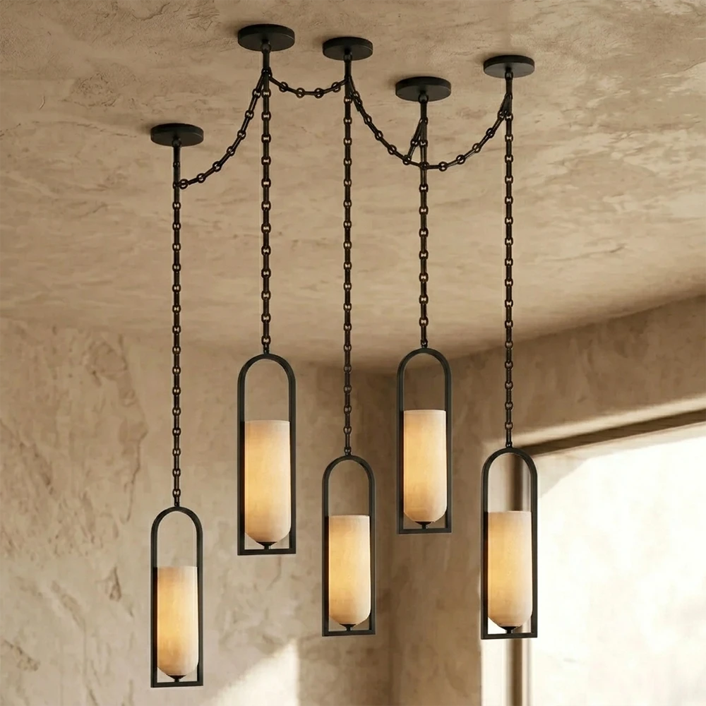 Alabaster Melange Small Chain Chandelier 10