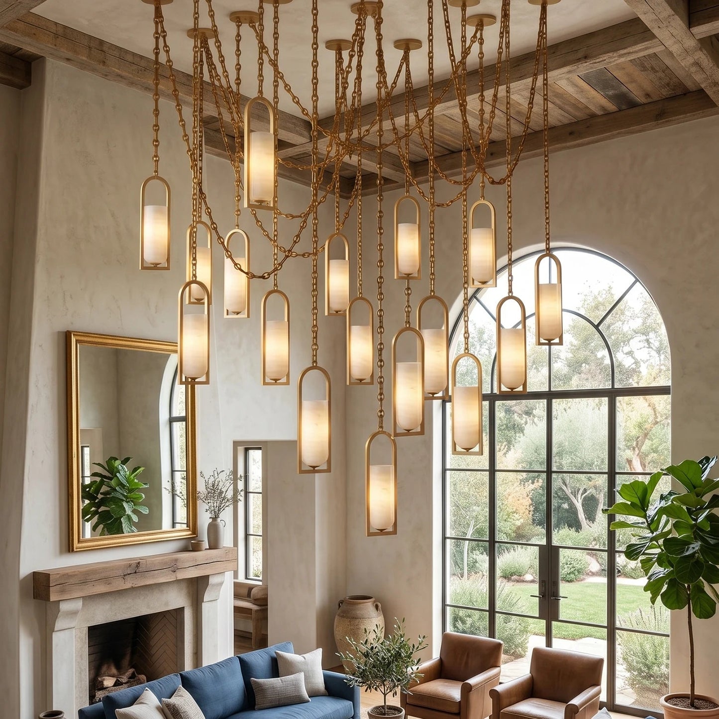 Alabaster Melange Small Chain Chandelier 12